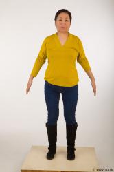 Whole body yellow sweater blue jeans black shoes of Gwendolyn